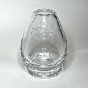 Vintage Kosta Sweden Etched Glass Vase w/ Singing Bird